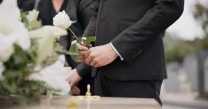 people at burial site